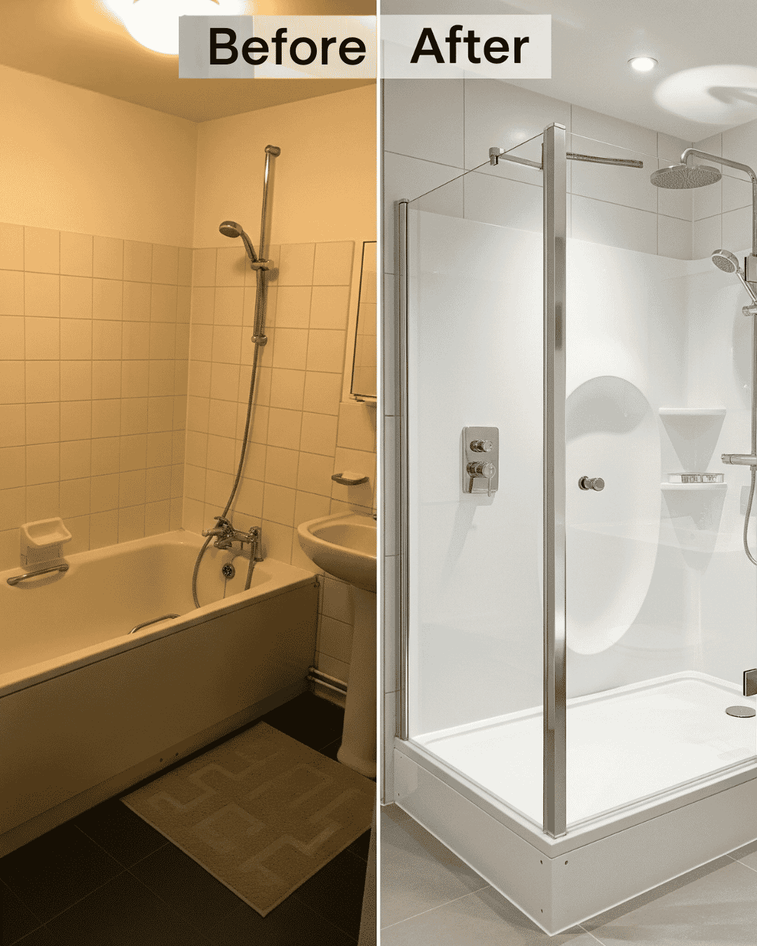 Before and after bathroom remodel